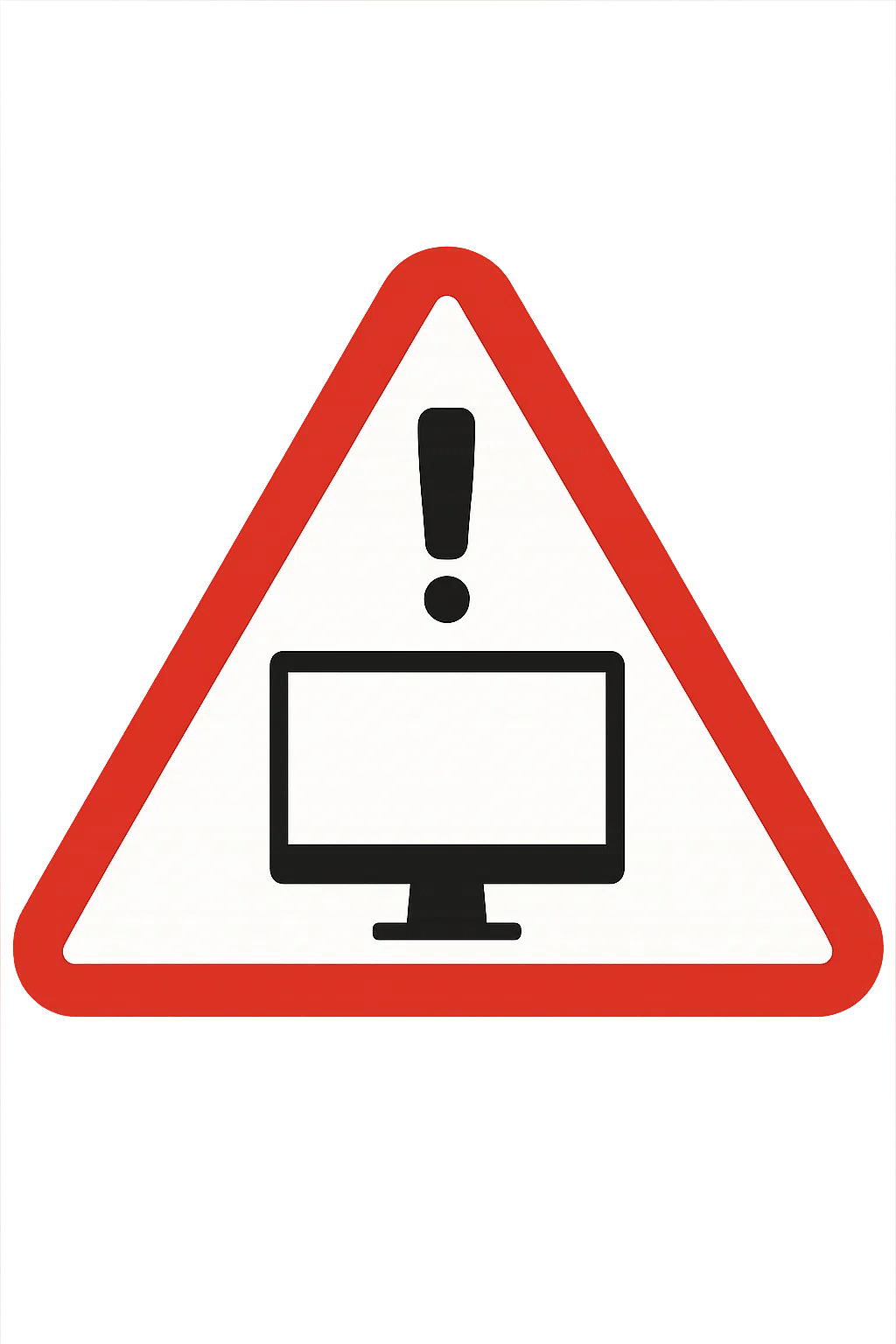 Ein 'Achtungsschild mit PC und !'